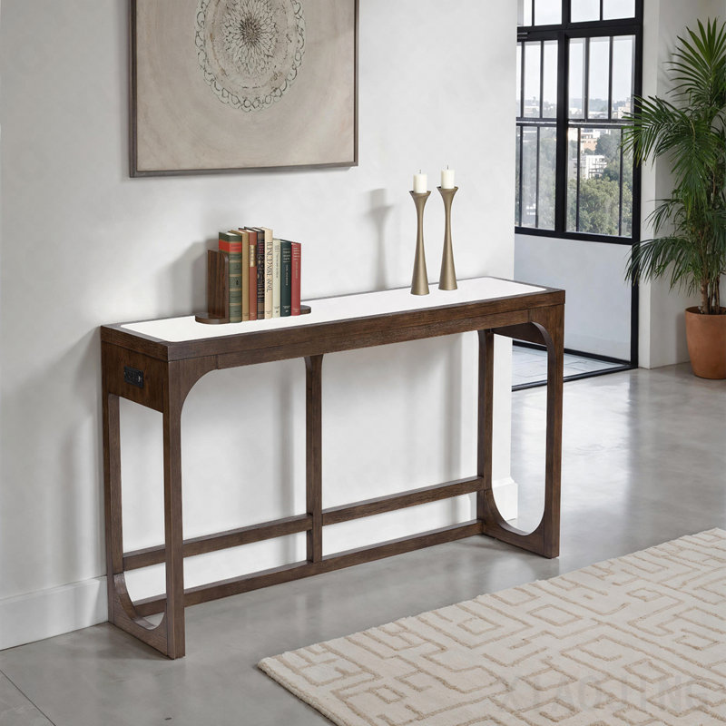 Sofa Table, Transitional, Quartz Top, USB Port