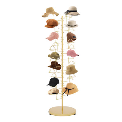 30 Hooks Modern Vertical Hat Organizer with Wheels, Heavy-Duty Carbon Steel Coat & Cap Tree for Entryway