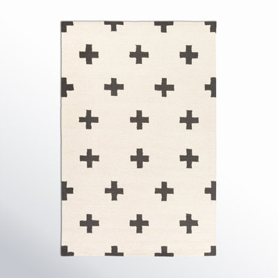 Cavan Geometric Handmade Tufted Wool Black/Off-White Area Rug