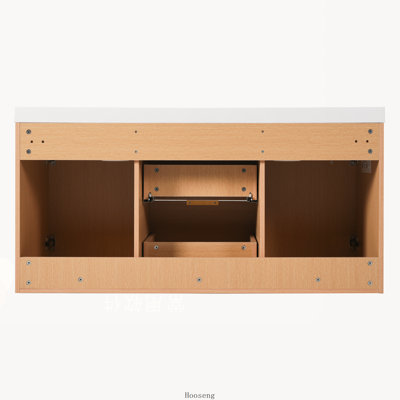 Meuble-lavabo mural double vasque de 47,24 pouces avec comptoir en SMC, armoire en MDF, portes à fermeture douce et tiroirs compartimentés