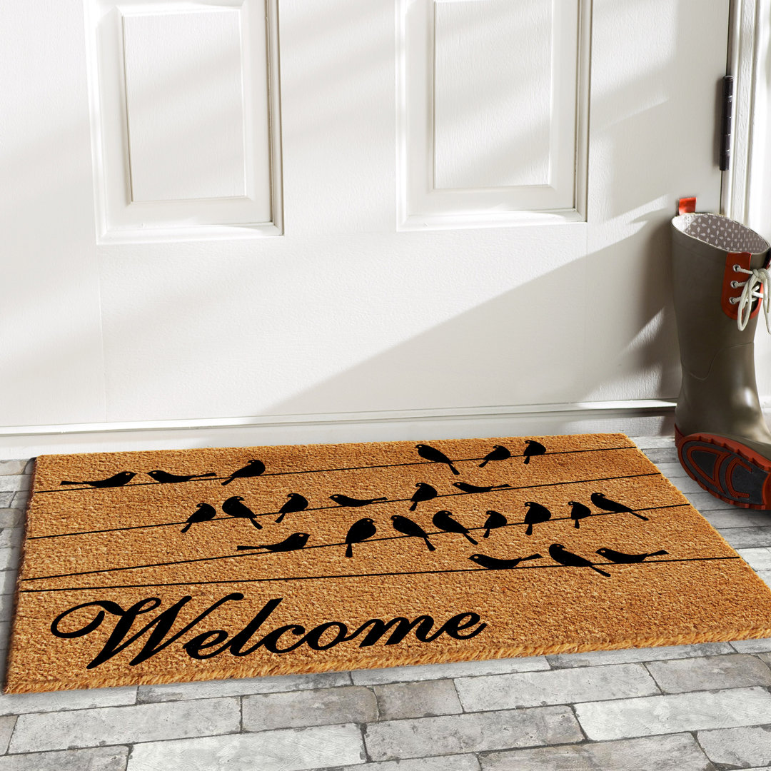 Sikora Bird 29 in. x 17 in. Non-Slip Outdoor Door Mat Red Barrel Studio® Mat 