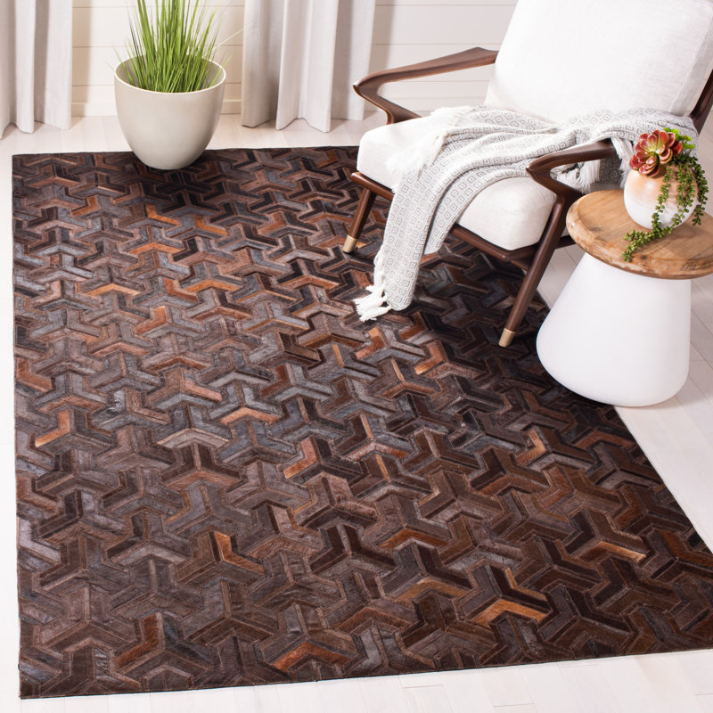 Tapis en cuir feutré brun clair / brun Beaufort, Rectangle 8 pi x 10 pi