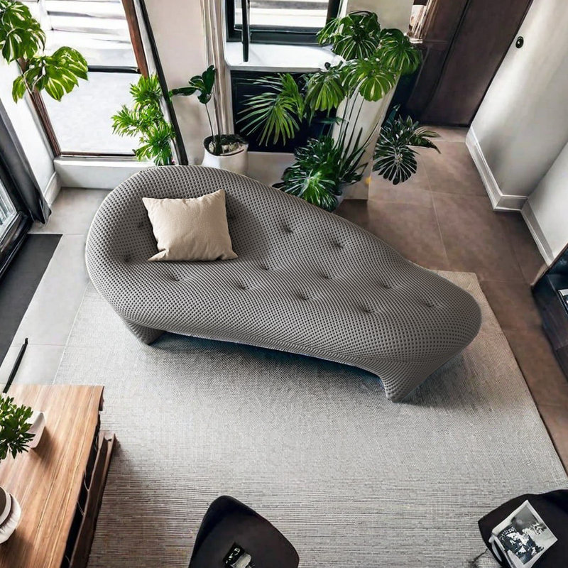 Chaise longue rembourrée Creative Simple Leisure Home, Accoudoir à gauche (vu de face), Gris foncé