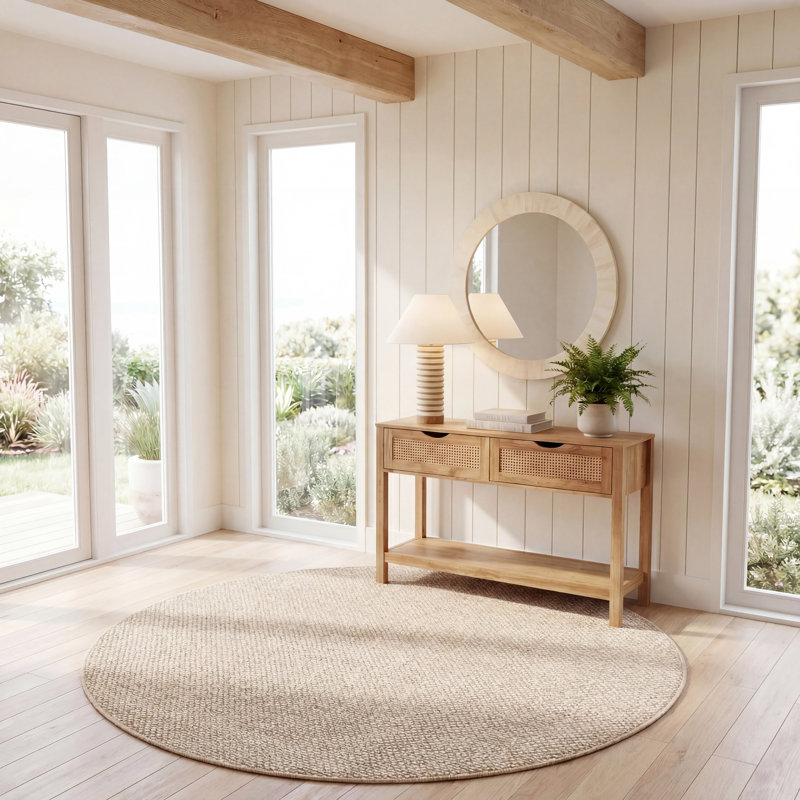 Tapis tissé à la main sans motif Natura 434 Performance, Rond 6 pi 0 po x 6 pi 0 po