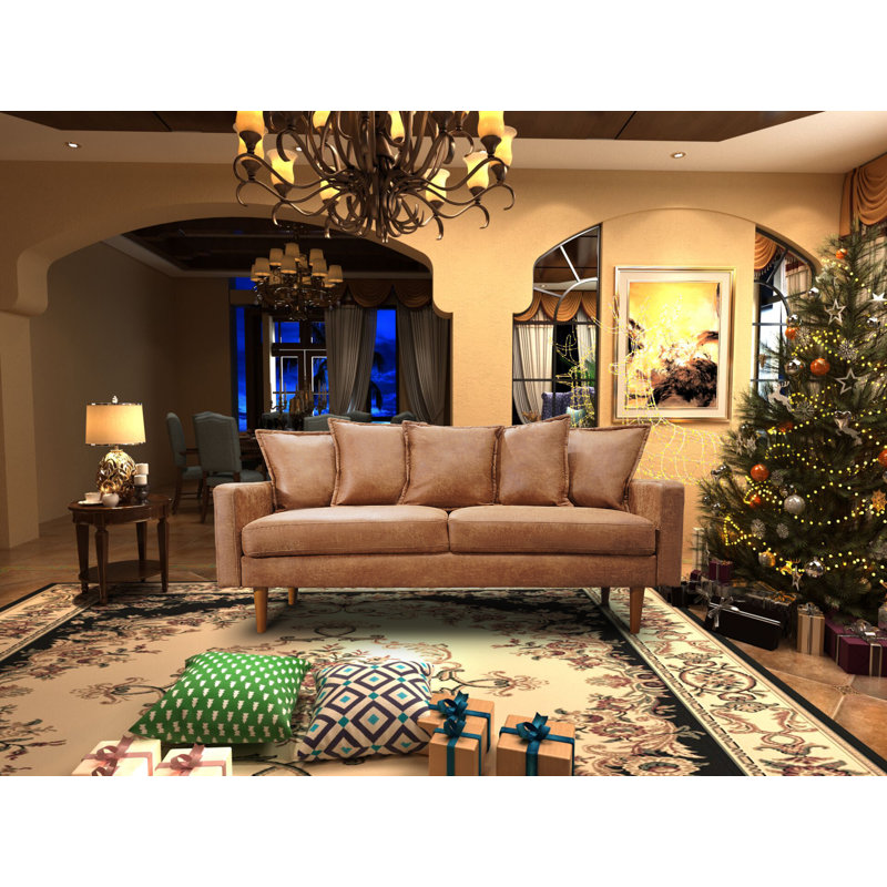 70'' Faux Leather Square Arm Sofa