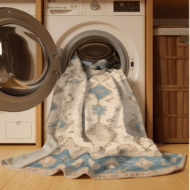 Machine Washable Afyon Beige Area Rug
