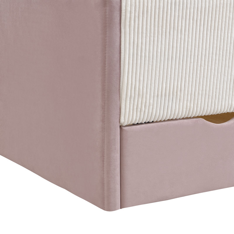 Structure de lit de jour moderne rembourrée avec 2 tiroirs de rangement, pour le salon et la chambre à coucher, Twin, Pink