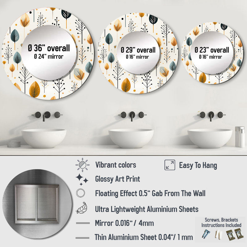 Décoration murale minimaliste avec motif de fougères beige minimaliste_MTMIR123734, 23 po x 23 po