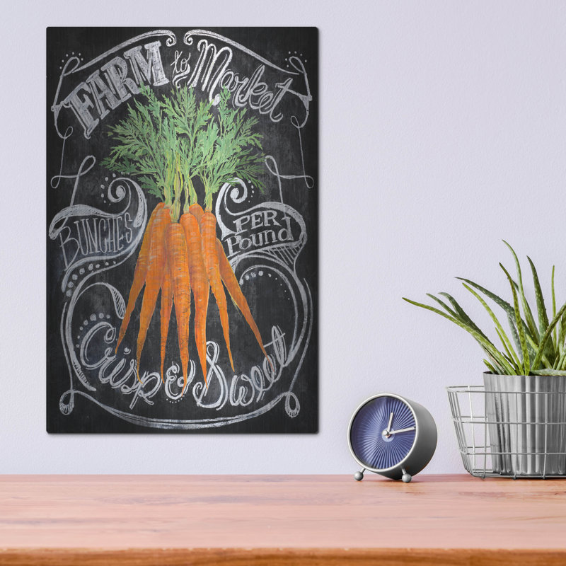  «Chalkboard Carrots» par Art Licensing Studio, art mural en métal, 12 po x 16 po, H 16 po x l 12 po