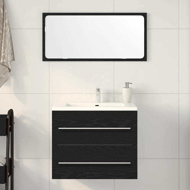 60cm Single Bathroom Vanity Base Only, Black Oak