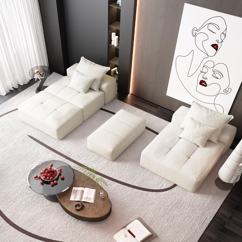 Modern Oversized Modular Sectional Sofa, Beige