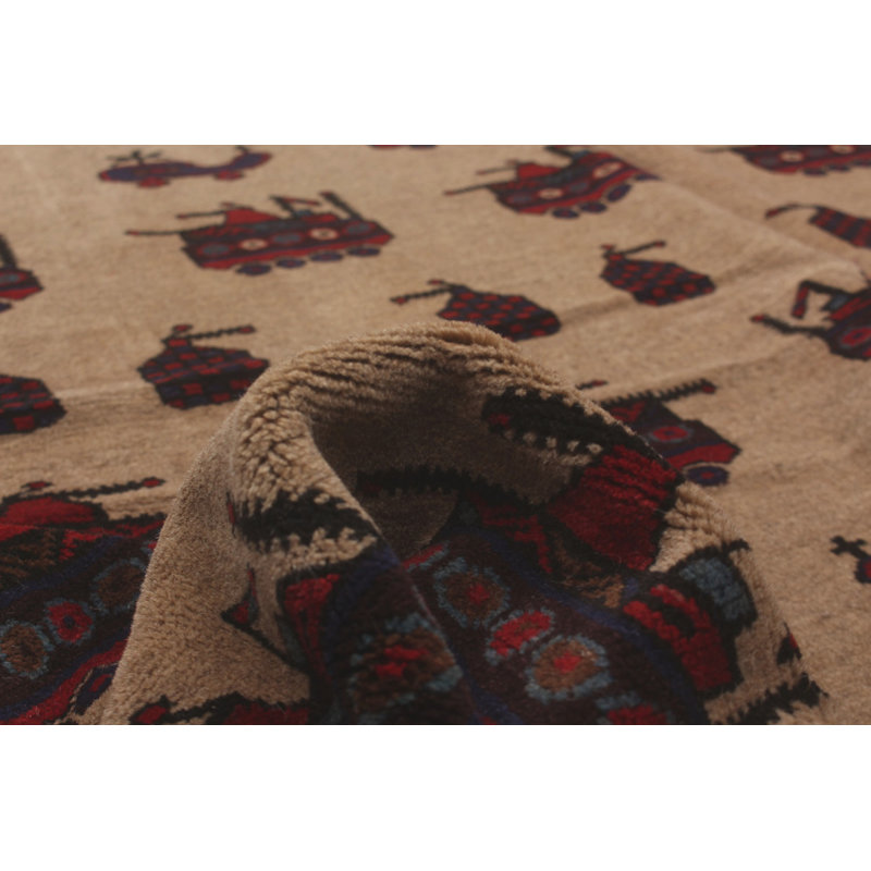 Tapis unique en laine noué à la main brun clair de 6 pi 8 po x 10 pi 2 po Isolde