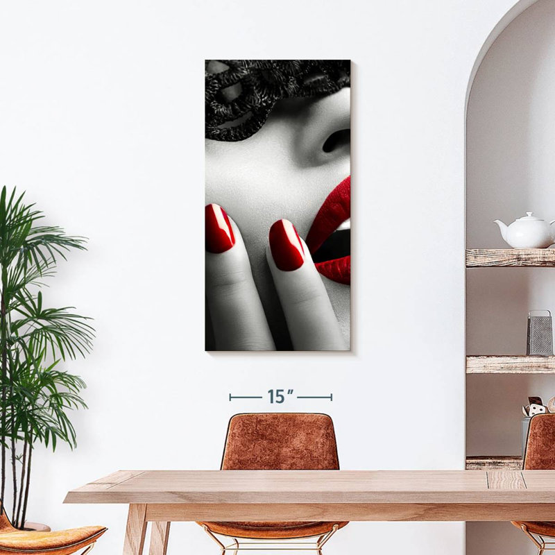 Impression sur toile «Red Lips», H 21 po x l 42 po x P 1,25 po