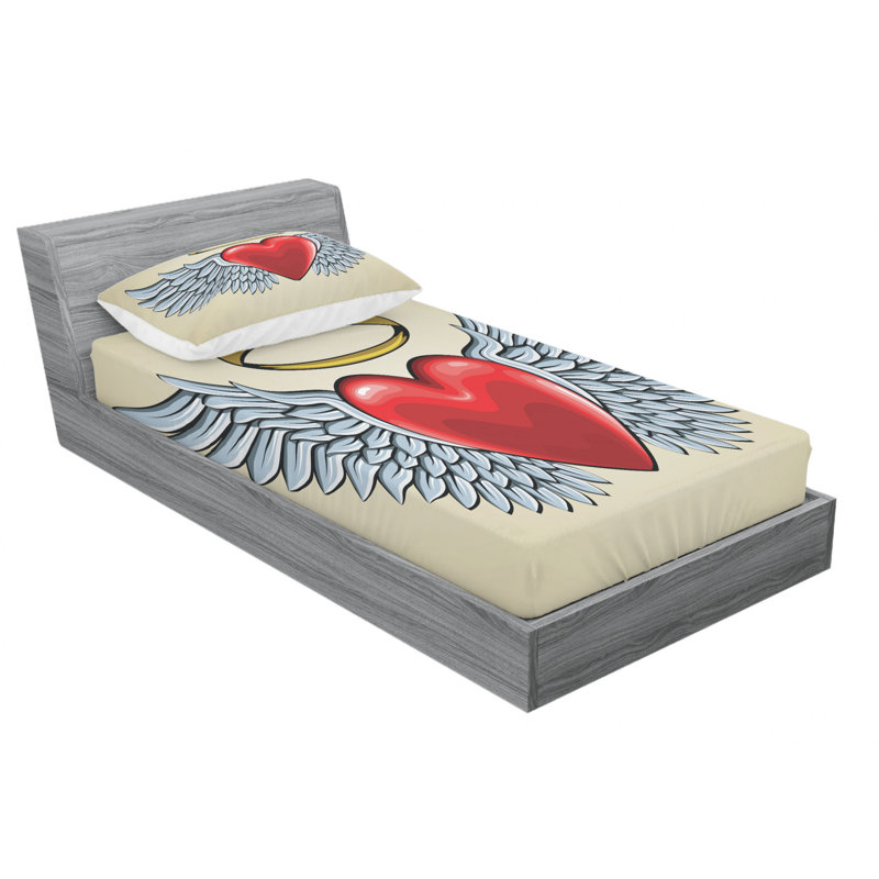 Ensemble de draps Angel Wings, Ensemble de draps pour lit simple avec drap-housse