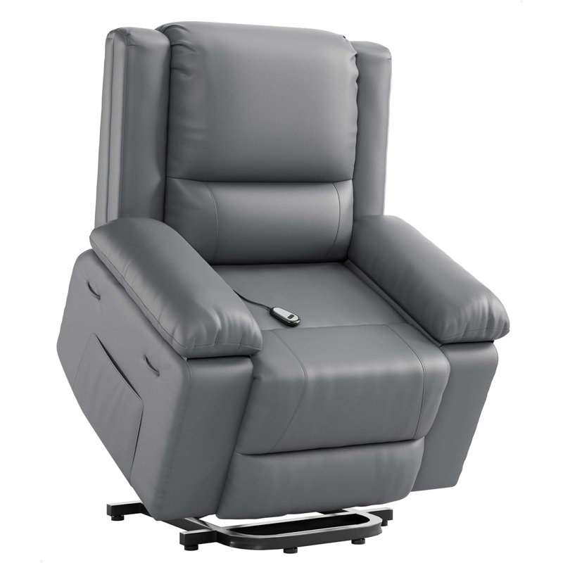 Power Lift Recliner, PU Leather Electric Lift Chair Designed For The Elderly And People With Mobility Impaired, Gray