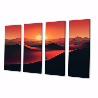 «Desert Sunrise Horizon On Mars Planet III - Desert», art mural 4 pièces