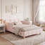 Pink Upholstered 3ft Children's Bed - Velvet Bed with Headboard, Safety Rail & Solid Wood Legs-1097908432