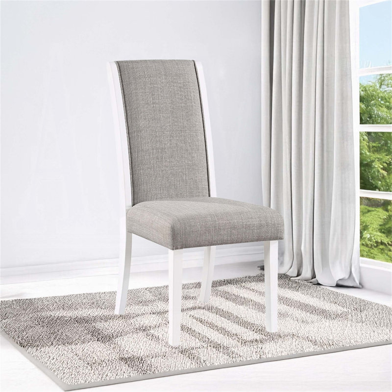Ensemble de 2 chaises d'appoint Classic White Grey, entièrement rembourrées pour le confort et le style, idéales pour les salles à manger de style maison de campagne