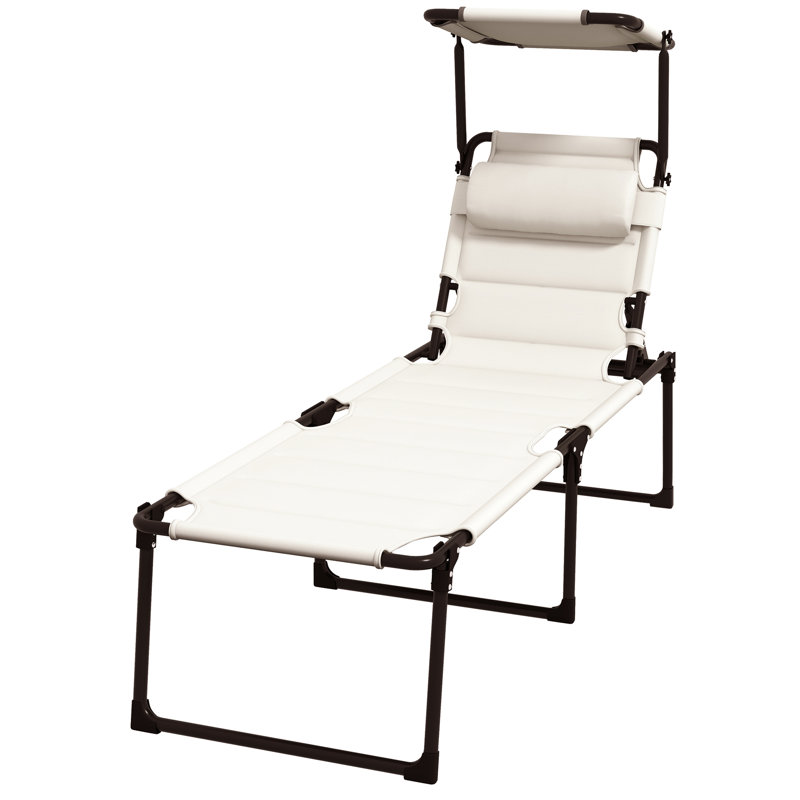 Chaise longue inclinable de couleur crème blanche pour l'extérieur