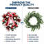 Couronne de Noël pré-illuminée de 61 cm (24 po) avec ruban et décorations pour porte d'entrée, mur et foyer