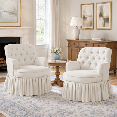 Pleated Skirt Swivel Accent Chair