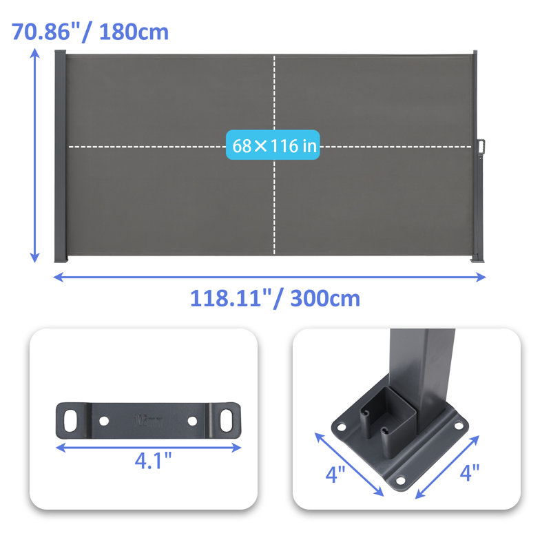 Paravent d'extérieur rétractable Canopee, H 71 po x l 118 po x P 4 po