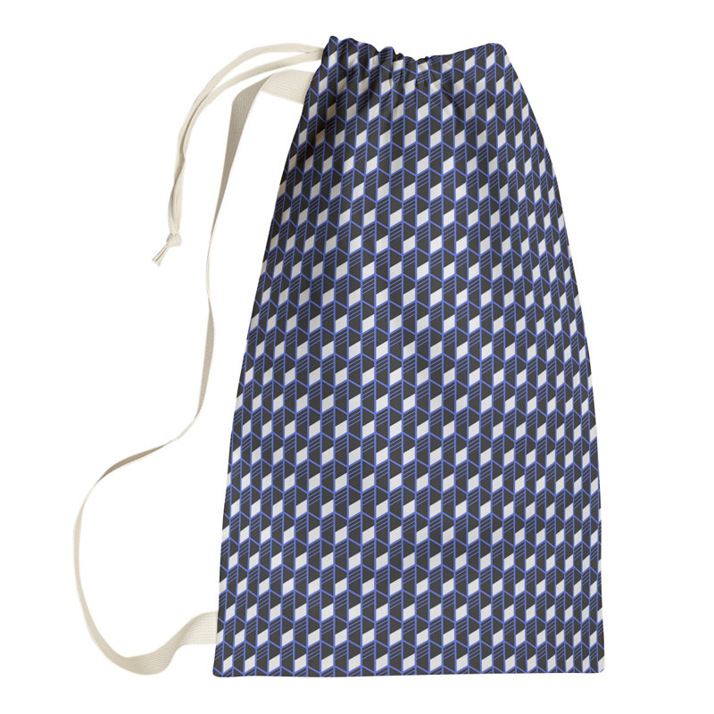 Sac à linge à rayures géométriques, Grand (H 76,5 po x l 29,5 po x 1,5 po), Rose