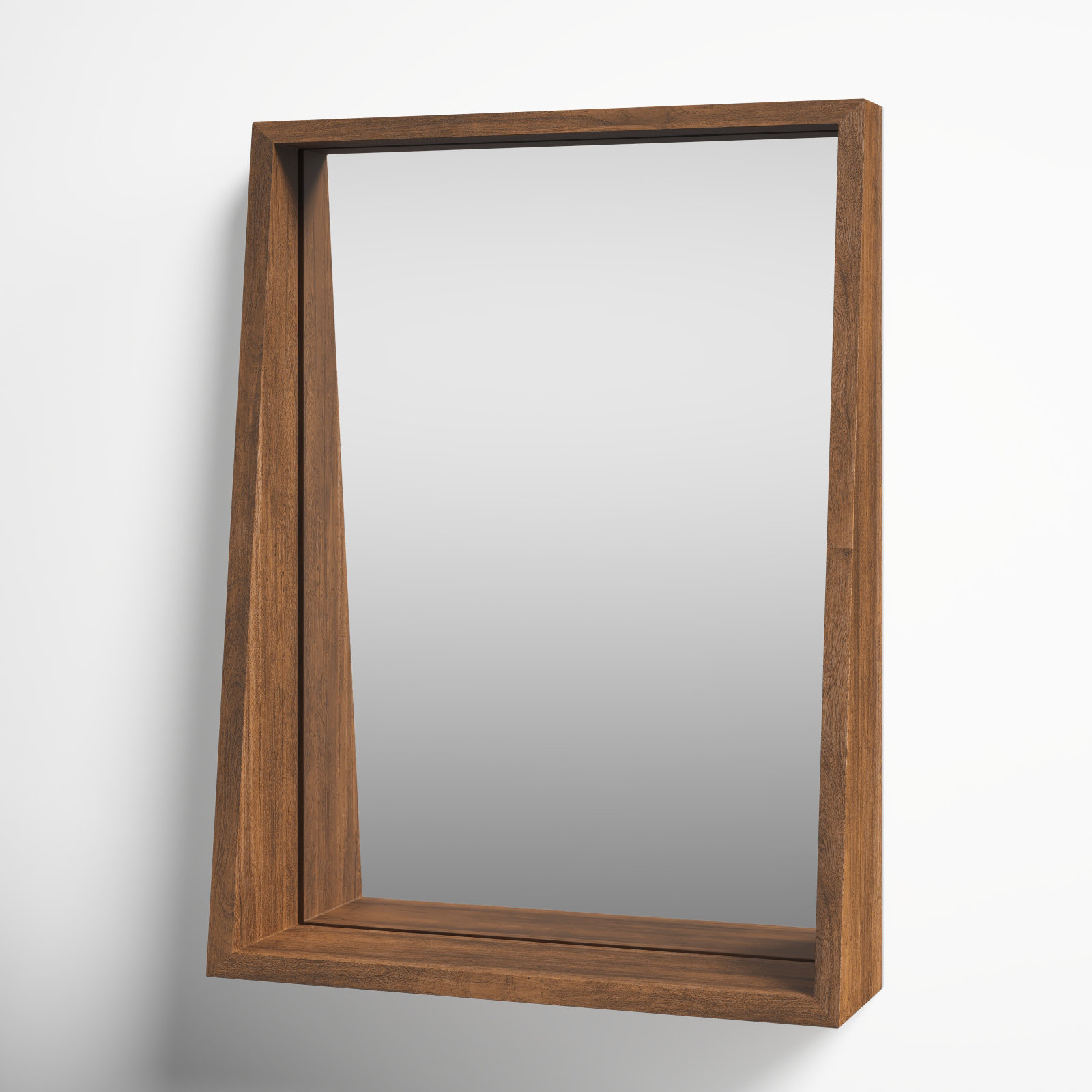 Parkside Rectangle Mirror with Shelves, Rustic Brown
