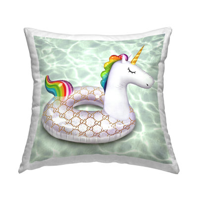 Stupell Industries Glam Unicorn Fashion Pool Float Printed Throw Pillow by Ziwei Li