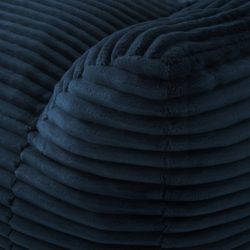 Fauteuil à billes surdimensionné avec mousse déchiquetée et repose-pieds, Tissu bleu, Bleu