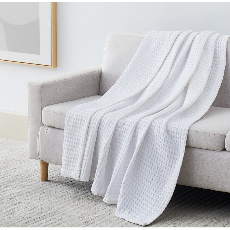 Jeté gaufré 100% coton Southshore Fine Linens, L 50 po x L 60 po, Blanc