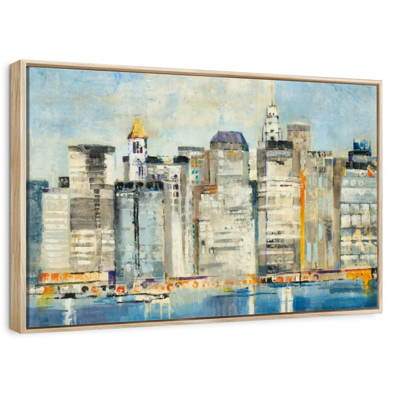 Horizon au bord de l'eau, 19 po x 13 po, Cadre flottant en bois naturel