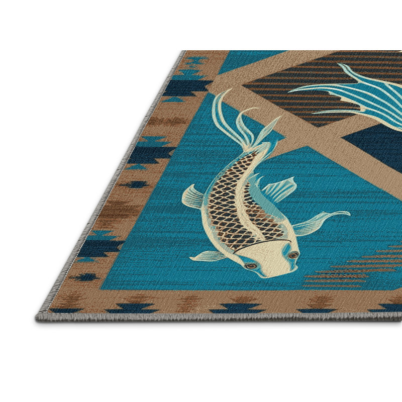  Tapis lavable Koi Fish Southwestern, Rectangle 6 pi x 9 pi