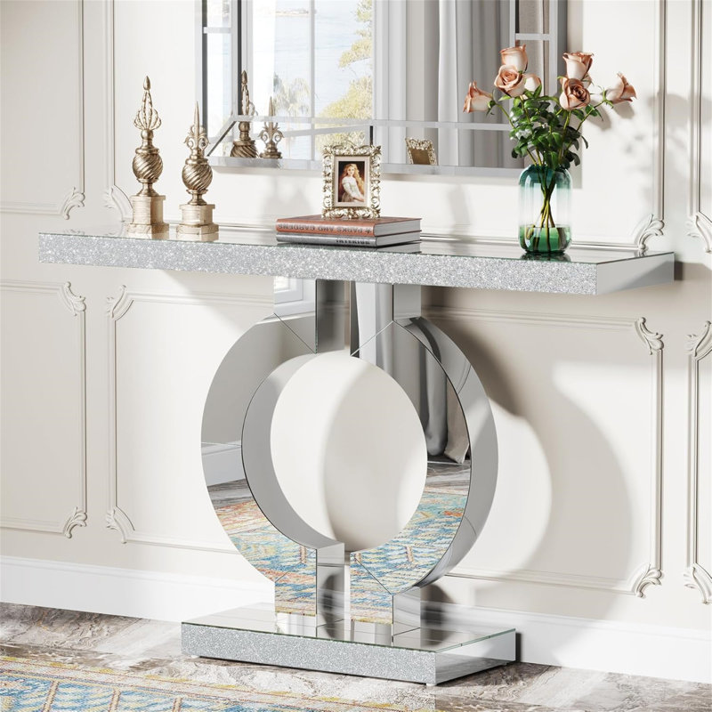 Console à miroir moderne 43 "avec base en forme de O