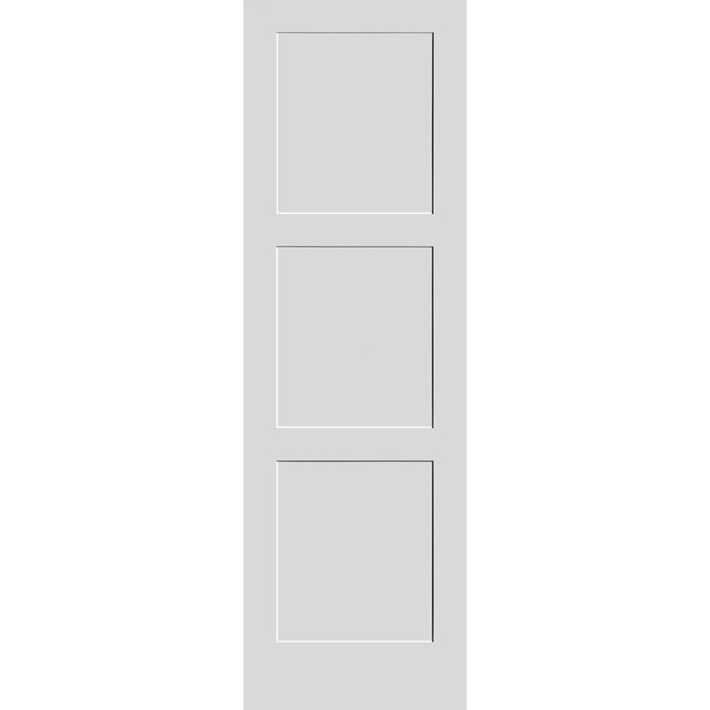 Dalle de porte intérieure Shaker apprêtée à 3 panneaux égaux, 34 po x 96 po