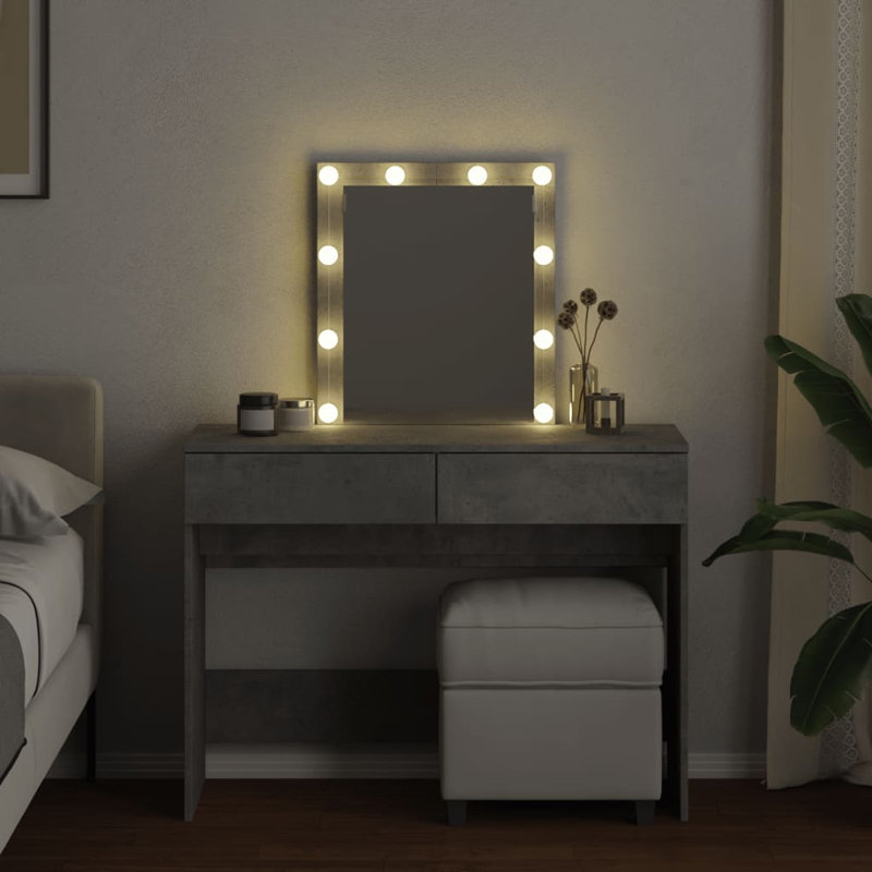 Dressing Table with Mirror, Concrete Grey