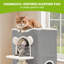  Cat Cave Bed with Scratching Post, Ball Toy & Platform,Grey