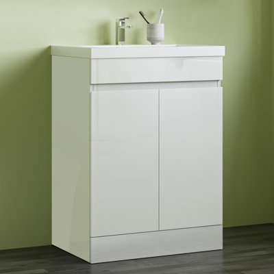 Rashauna 600mm Single Bathroom Vanity with Drop In Resin Basin