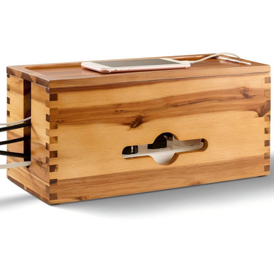 Wooden Cable Organizer Box For Electrical Hiding Cord Management ，Power Strip Box Hider Cable Storage Box For Office, Router Wires, Under Desk Cord