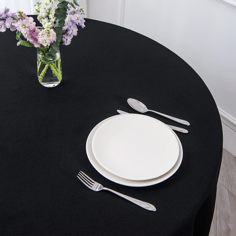 Grace Polyester Round Tablecloth, Black, 70" L x 70" W