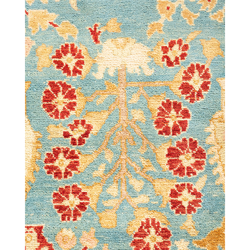 Tapis unique en laine noué à la main 7 pi 10 po x 10 pi 3 po nouvel âge Kine en rouge / beige / clair
