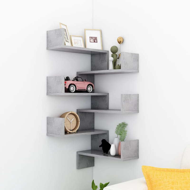 2 Piece Floating Shelf, Concrete Gray