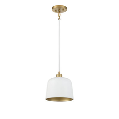 Nickel à 1 lumière Meridian en blanc avec laiton naturel