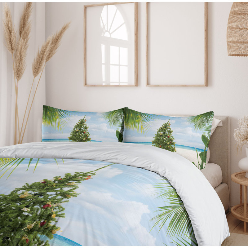 Christmas Coastal Polyester Floral Duvet Cover, Twin