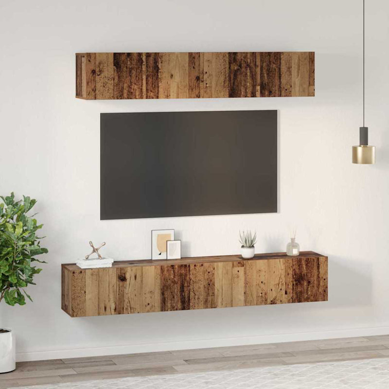 TV Cabinet Set 5 Pcs Medium, Old Wood, 30cm H x 80cm L x 30cm W