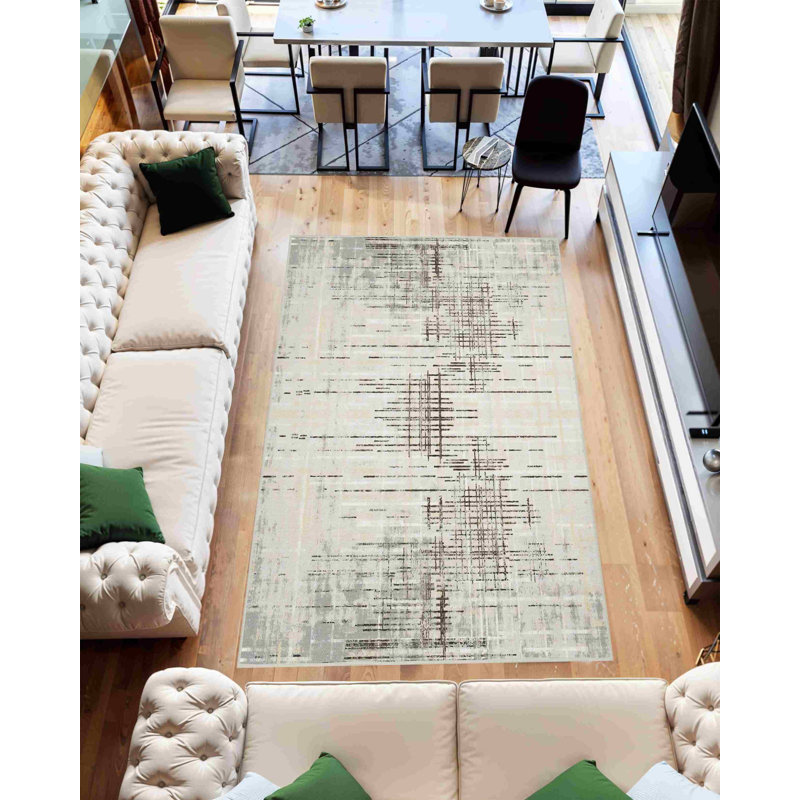 Melnick Machine Washable Living Room Rug Design 7706 - 5X8 (5'2"X7'5"), Grey