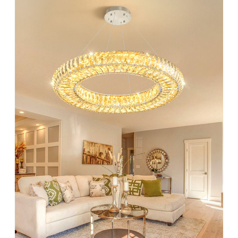 Lustre moderne en cristal 23,6 po, Silver