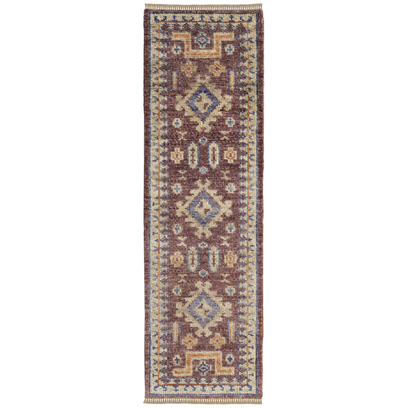 Naleia Wool Geometric Area Rug in Red, Runner 2'6" x 8'