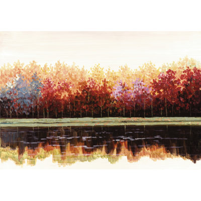 Fall Tree Reflections - Wrapped Canvas Painting
