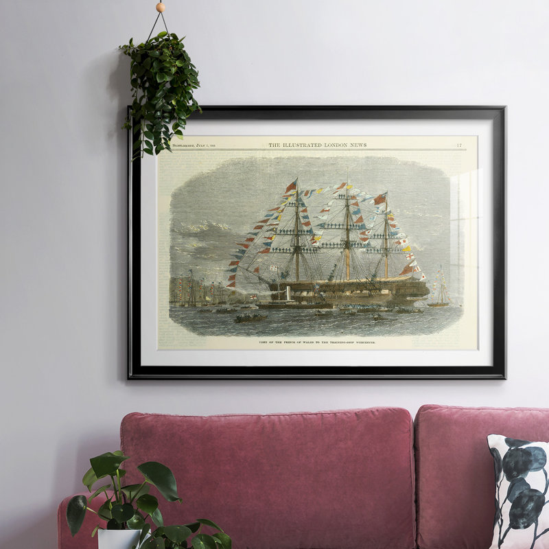 Antique Clipper Ship I-FramedFramed Print, Noir, H 27 po x l 39 po x P 1,5 po